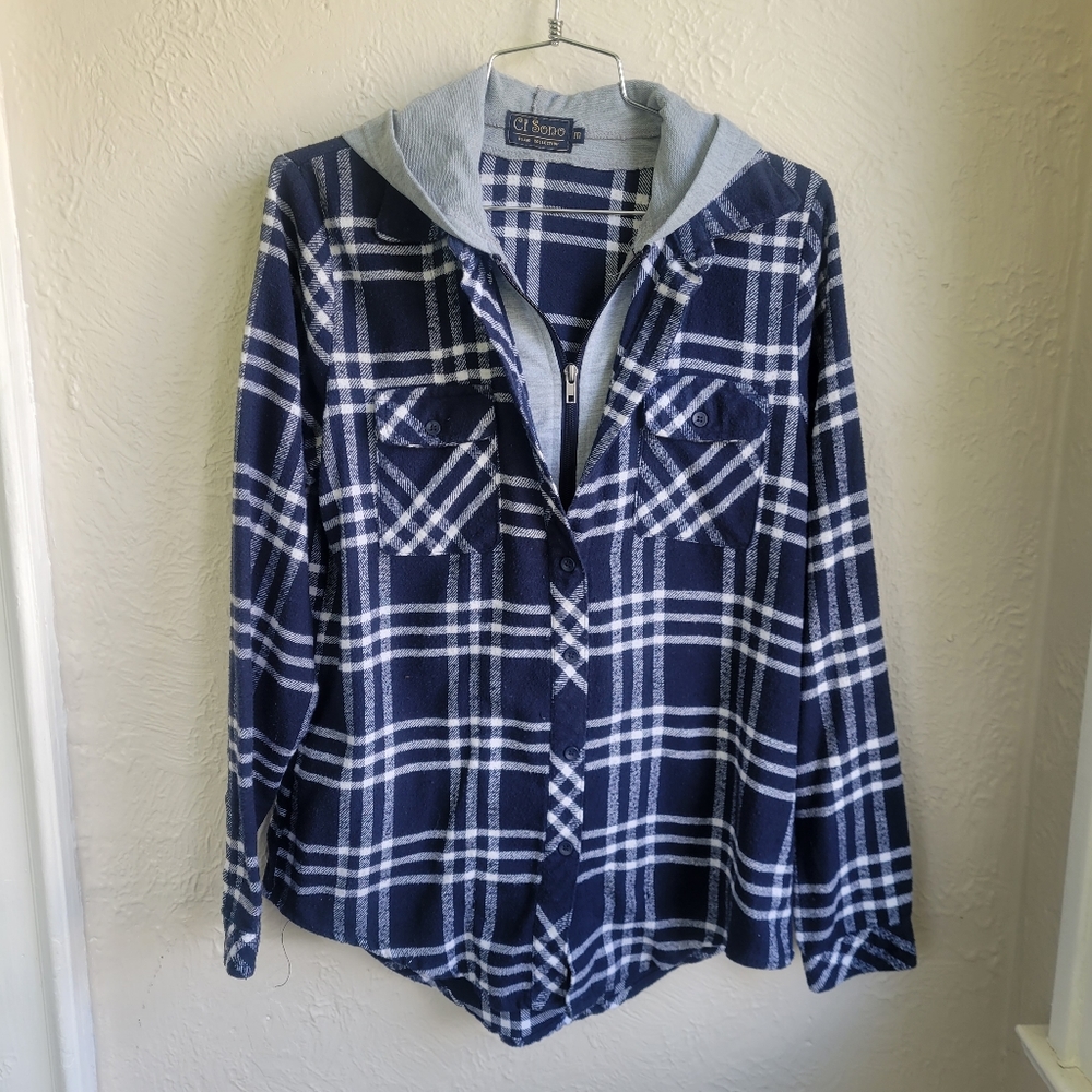 Ci Sono Plaid Half-zip Pullover, Size Medium